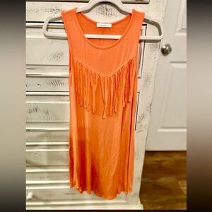 Orange Fringe Midi Dress